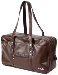 通学用 高校生 刺繍 男女兼用 ロゴ 革 スクバ 合皮 大容量 女子高校生 スクールバッグ 大きめ 学生 [フィラ] (茶色)