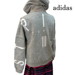 アディダス　adidas　 バックロゴ 　スリーストライプス　 レディースパーカー　 グレー 　Mサイズ