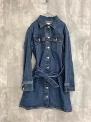 美品 ZARA ザラ デニム リボンベルト ミニ シャツ ワンピース sizeXS/青 ■◇ レディース