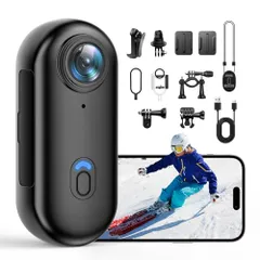 【4K画質】 アクションカメラ 広角小型Vlogビデオカメラ ウェアラブルカメラ WiFi スマホ連携 専用APP ビデオカメラ ボディカメラ 循環録画 IP68防水 ハンズフリーPOV 軽量 Vlog 旅行 アウトドア ペット 証拠撮影 会 45b28088