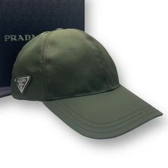 PRADA ベースボールキャップ Sサイズ リ ナイロン グリーン 三角 