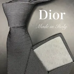 【美品】Dior ディオール ネクタイ 幾何学柄 ストライプ ブラック 黒