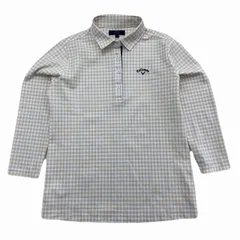 キャロウェイ ポロシャツ 長袖 レディース Mサイズ チェック イエロー ホワイト ストレッチ素材 動きやすい ゴルフシャツ