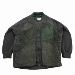 ユニクロ フリースジャケット メンズ Lサイズ ダークグリーン 緑 ボア ホワイト マウンテニアリング