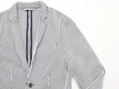 美品★ ZARAMAN ザラマン★ ストライプジャケット★M【0340/305 /060】ホワイト白ブラック黒【本物保証】高品質★一つ釦★中古★正規品