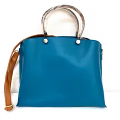 D.KELLY 2WAYバッグ　ハンドバッグ　ショルダーバッグ　ブルー×ブラウン