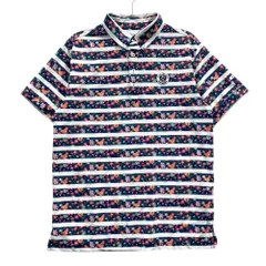 サイズ：5 JACK BUNNY ジャックバニー  半袖ポロシャツ ボタンダウン ボーダー 花柄 ネイビー系 [240101622783] ゴルフウェア メンズ ストスト