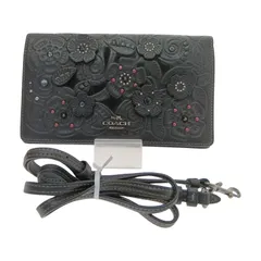 □□COACH コーチ ウォレットバッグ ティーローズ 12057 ブラック