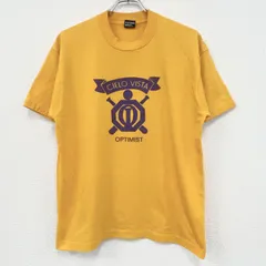 古着 used　80s～　FRUIT OF LOOM　半袖プリントTシャツ　ヴィンテージ　シングルステッチ　黄　イエロー　Lサイズ【値引き交渉OK！】