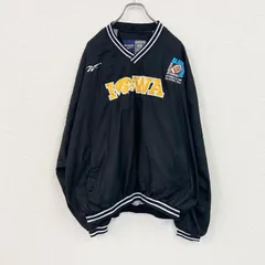 古着 used　90s～　Reebok　リーボック　プルオーバージャケット　ヴィンテージ　IOWA　黒　ブラック　XXLサイズ【値引き交渉OK！】