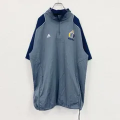 古着 used　adidas　アディダス　半袖プルオーバージャケット　ハーフジップ　灰色　グレー　XLサイズ【値引き交渉OK！】