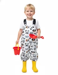 [ReiLuana] プレイウェア お砂場着 子供 遊び着 汚れ防止 レイン パンツ 撥水 反射テープ サロペット 外遊び (ドッグフレンズ, 100cm) [ドッグフレンズ] [100]