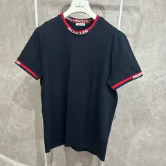 【未使用級】 MONCLER モンクレール襟レタリング半袖TシャツSネイビー