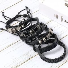 y2k グランジ パンク ロック ドクロ スカル レザー ブレスレット 