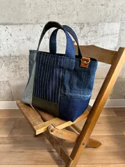 古着デニム入りパッチワーク調ミニミニトートバック406