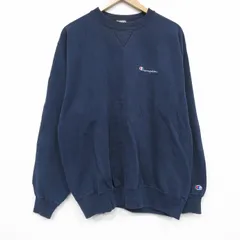 XL/古着 チャンピオン champion 長袖 スウェット メンズ 90年代 90s ワンポイントロゴ クルーネック USA製 薄紺 26jan07