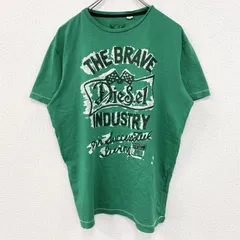 古着 used　DIESEL ディーゼル　半袖プリントTシャツ　カジュアル　シングルステッチ　クルーネック　緑　XLサイズ【値引き交渉OK！】