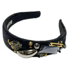 miumiu(ミュウミュウ) カチューシャ - 黒×シルバー×マルチ ビジュー/スタッズ