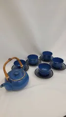 K【保管品】陶器 急須、湯呑み5客セット 食器