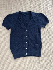 POLO RALPH LAUREN ポロ ラルフローレン スポーツ ネイビー ケーブル 半袖 カーディガン