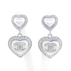 シャネル CHANEL ピアス ココマーク ハートモチーフ B23/B 2023年製 イミテーションパール ラインストーン メタル 【中古】