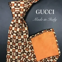 【美品】GUCCI グッチ ビンテージ ネクタイ ビット柄 オレンジ ブラウン