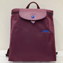 9792　LONGCHAMP　ロンシャン　リュック　 クラブ　バックパック　ルプリアージュ　 ボルドー系　ワインレッド系　ナイロン　 レザー　馬　ホース　刺繍　レディース