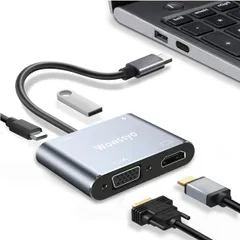 【2025高機能版】USB Cハブ 4-in-1 Type Cハブ ドッキングステーション 変換アダプタ [4K HDMI/VGA/PD 100W/USB-A 3.0] MacBook Pro Air/iPad Pro/Galaxy S20 / no ...