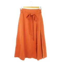 ビームスハート BEAMS HEART スカート フレア タック ロング ハイウエスト ストレッチ リボン S オレンジ /AO12