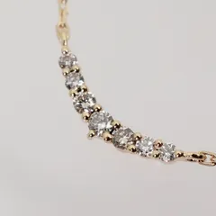 美品 アガット K10 ダイヤモンド 三日月 ネックレス/25-3261