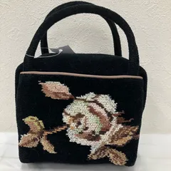 9838　FEILER　フェイラー　ハンドバッグ　 ミニバッグ　花柄　ローザソアーヴェ　 ブラック系　黒　シュニール織り　 レディース