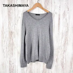 高島屋 TAKASHIMAYA タカシマヤ Vネック ウォッシャブル カシミヤ100% ニット ロングスリーブ セーター グレー 大きいサイズ レディース トップスのサムネイル