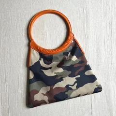 archive　アーカイブ　joomi joolz　Los Angeles　迷彩柄　カモフラージュ　総柄ハンドバッグ　トートバッグ　オレンジレザー　Y2K　平成ギャル　グランジ　パンキッシュ　camouflage×orange leather hand bag