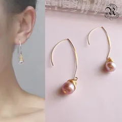 ピアス ロングピアス 淡水パール ピンクパール 本物真珠 6月誕生石 ワイヤーラッピング 艶やか エレガント 顔痩せ効果 大人可愛い 卒業式 入学式 入園式 卒園式 お呼ばれ パーティー 二次会 女子会 プレゼント ギフト 春 新生活 フォーマル 華やか