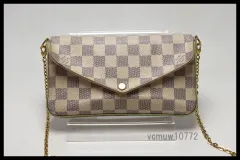■LOUIS VUITTON ダミエアズール ポシェットフェリシー レザー チェーンウォレット 長財布 ルイヴィトン ■0212thCo4439-O