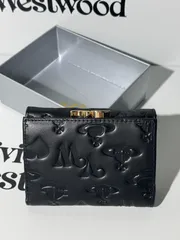 VVWブラックマットつ折り財布 /ゴールドロゴ