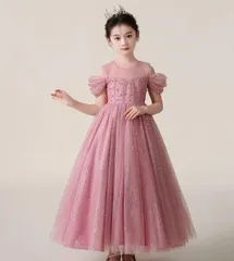 キッズ 女の子用 フォーマル ドレス 160cm 結婚式 発表会 舞台用 ロングワンピース 中～大童用　Q-000809　　bu1