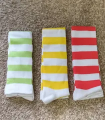 未使用品 ニーハイソックス 3足セット レッド イエロー 黄緑 レディース