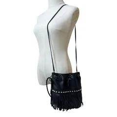 美品■ J&M DAVIDSON カーニバル フリンジ バッグ レザー 巾着 ショルダーバッグ ハンドバッグ