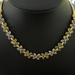 【美品】SWAROVSKI スワロフスキー チョーカー ネックレス フラワー グリーン ブルー 260224008