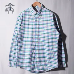 極美品 ブルックスブラザーズ Brooks Brothers ノーアイロン ボタンダウン チェックシャツ M 大きめ ロゴ刺繍 US企画 長袖シャツ 襟付きシャツ ストリート アメカジ オーバーサイズ 古着 B170