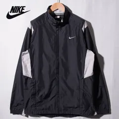 ナイキ NIKE ナイロンジャケット L ブラック シルバー ロゴ刺繍 ストリート スポーツミックス ウインドブレーカー 00s 古着 B171