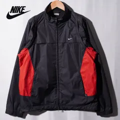 ナイキ NIKE 袖脱着 2WAY ナイロンジャケット ナイロンベスト M 大きめ ブラック レッド クライマフィット CLIMA-FIT ロゴ刺繍 00s ストリート 古着 B266