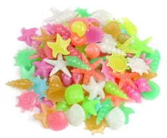 カラフル ヒトデ 夜光石 貝殻 光る石 巻貝 100個セット 暗闇で アクアリウム 水槽 Elizabeth インテリア