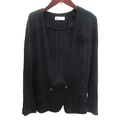 エムケー ミッシェルクラン MK MICHEL KLEIN ノーカラージャケット ダブル 38 M 黒 ブラック /AU