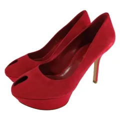 sergio rossi セルジオロッシ スエード ヒール 3 9810 パンプス靴 36 1/2 レッド【オールシーズン】【♀】【A】【レディース】★■606577【中古】