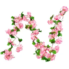 AhhYouMe 造花 フェイクフラワー 桜 ガーランド 吊り下げ 垂れ下がりタイプ インテリア ディスプレイ 店舗 季節装飾 ディープピンク 2本 [ディープピンク] [2]