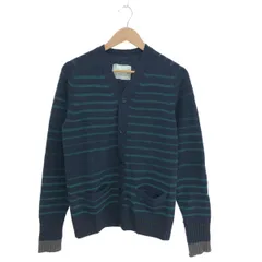 Sacai サカイ 長袖カーディガン サイズ:1 ボーダー/ウール/Vネック 15-00881M   ネイビー/グリーン メンズ / 240001189855のサムネイル