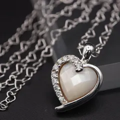 Q892 imac イマック 925刻印 ペンダント ネックレス ハート シェル ラインストーン デザイン シルバー