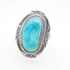 R269 ターコイズ トルコ石 リング デザイン シルバー 指輪 ヴィンテージ 12月誕生石 16号